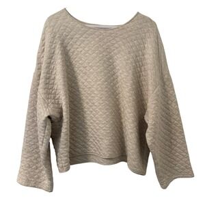 Banana Republic Womens XL Quilted Pullover Sweatshirt Oatmeal Beige Boat Neck